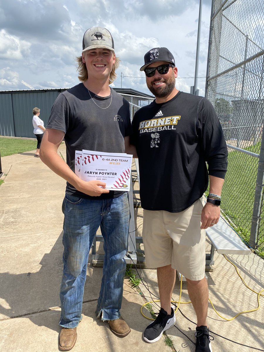 Want to recognize these two guys again. They were both voted captains of the Hornet Baseball team by their peers. Luke was 1st team all district pitcher and team pitcher of the year. Jaryn was 2nd team Infielder and team MVP. Proud of you DUDES!