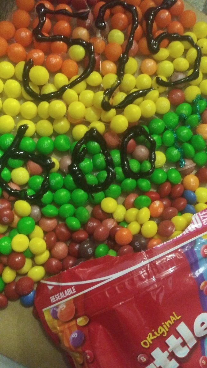 GottaBeCrazy2's tweet photo. #GISH2021 #GISHFest #Item33: Using Skittles, create an image of an iconic LGBT leader you admire or a message of support for LGBTQIA+ folks. #GISH https://t.co/BAmM8SJkKT