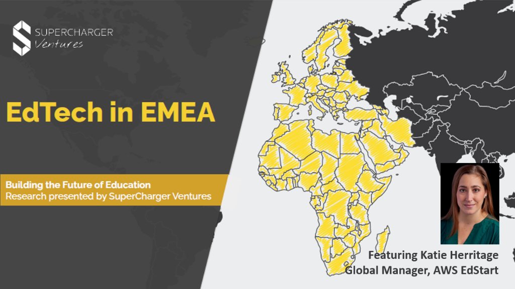 AWS_Edu's tweet photo. Want to learn about the latest #EdTech trends in Europe, the Middle East &amp; Africa? Katie Herritage, Global Manager, #AWSEdStart &amp; the SuperCharger Ventures team dive deep in the recently released EMEA EdTech Report.  https://t.co/fB07r8sWDa https://t.co/xRCdpgyvGb