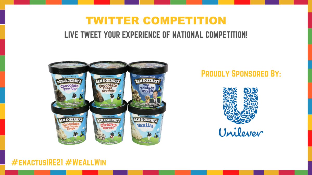 enactusIreland's tweet photo. We're delighted to announce our Twitter Competition of β¬60 worth of Ben & Jerry's Ice Cream vouchers sponsored by @UnileverUKI! To win you need to tweet as much as possible over the next three days of competition & tag @EnactusIreland with the hashtags #EnactusIRE21 #WeAllWin! https://t.co/1zHYrjqD8l