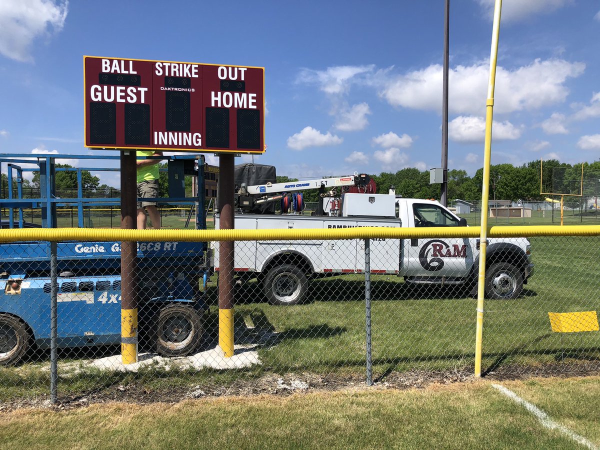 LPHS_Baseball's tweet photo. They are up! Just need electricity and we will be up and running!!! Great work done by RAM Buildings https://t.co/mcA9XRavQV