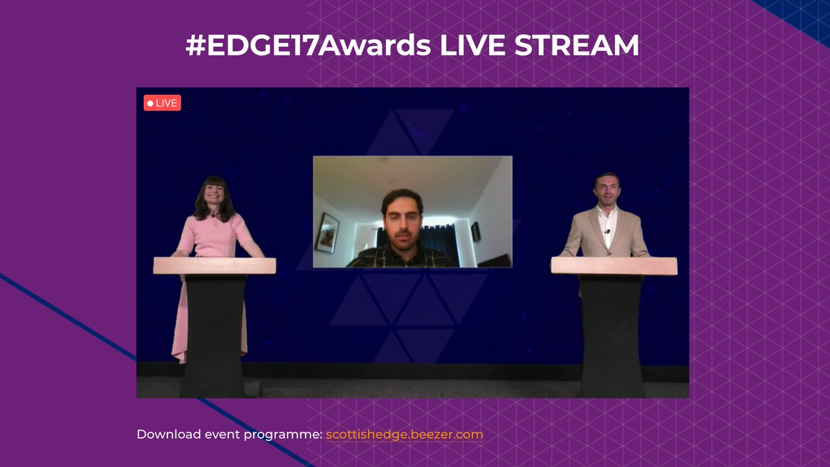 Well done to Ali of <a href="/waterwhelm/">Waterwhelm</a>! Tonight's #EDGE17Awards Higgs EDGE winner of £100k!

Watch live at: scottishedge.com/edge17