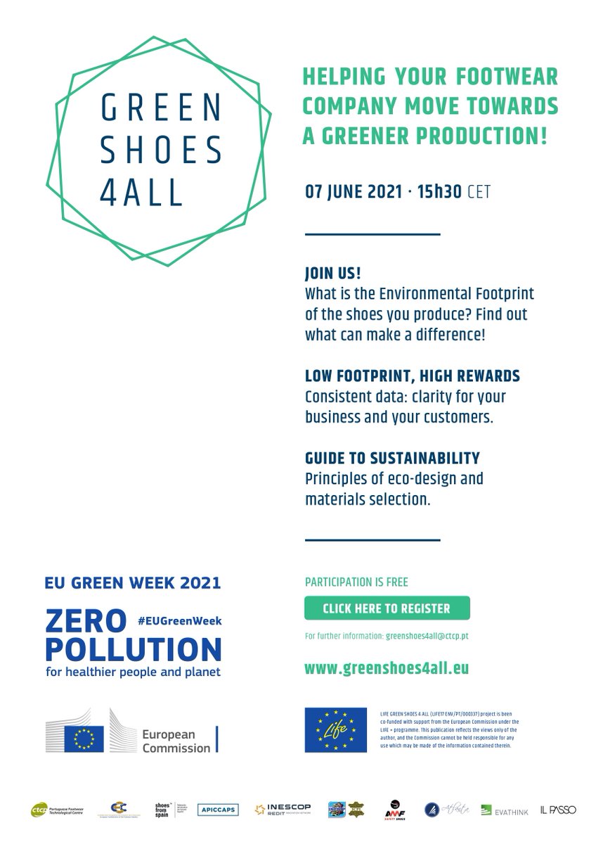 Green Shoes 4All (GS4All) participa con una sesión en la GreenWeek 2021 organizada por la Comisión Europea, informa FICE <a href="/shoesfromspain/">Shoes from Spain</a> Tendrá lugar el 7 de junio y  presentará la Huella ambiental de calzado completo, con AMF, <a href="/Camper/">ᅟ</a>  y <a href="/ecoalf/">ECOALF</a> .
edicionessibila.com/es/actualidad/…