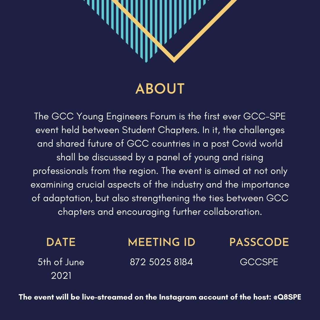 Q8SPE's tweet photo. We are excited to announce that the Kuwait University Student Chapter will be hosting the first ever GCC Young Engineers Forum in collaboration with student chapters representing their respective GCC member country! https://t.co/79ILUmHu2Q