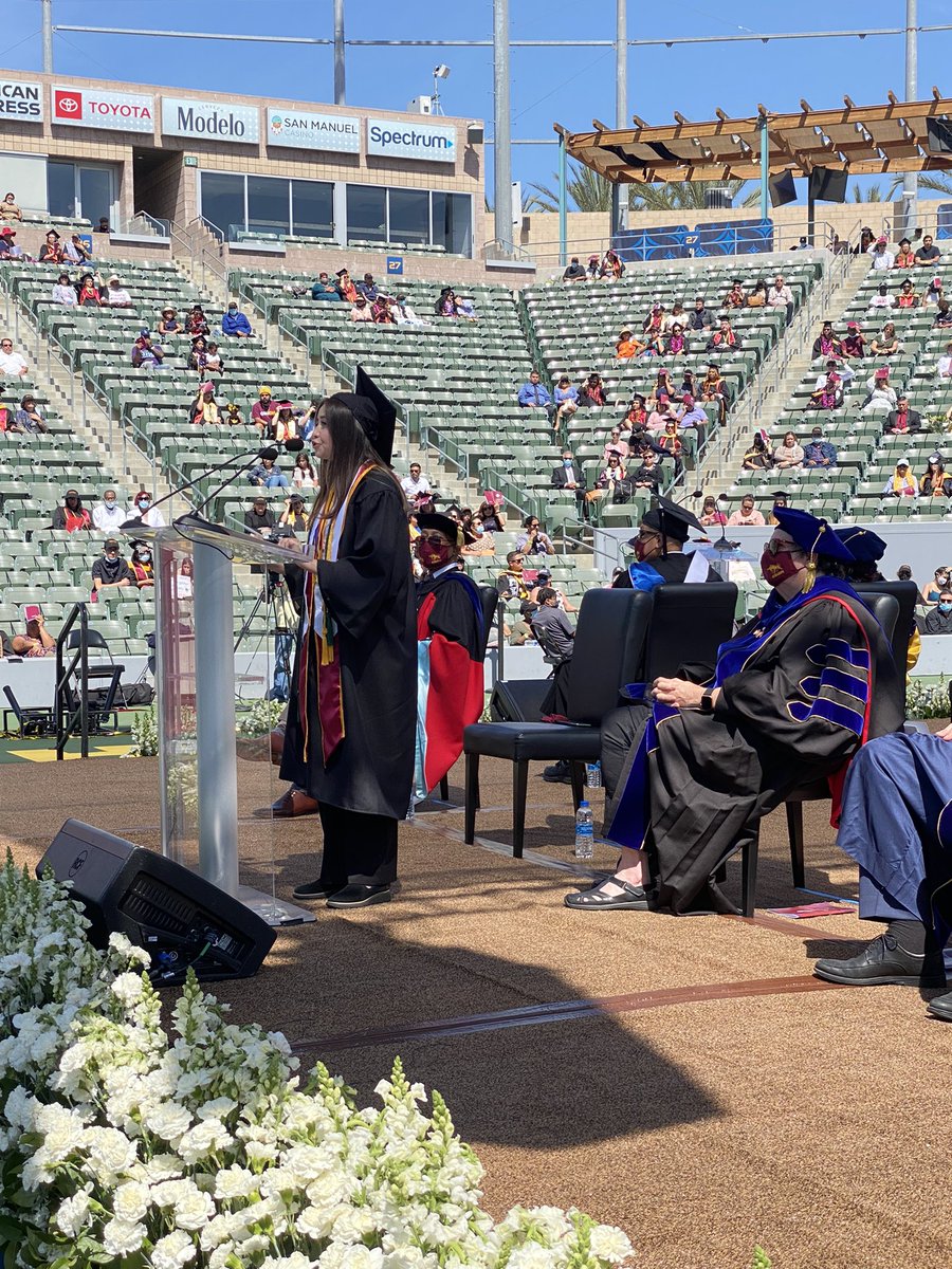 DominguezHills's tweet photo. #CSUDHGrad21 student speaker Gabriela Rodas tells her fellow graduates: “As a group of educated and diverse individuals, we have the power to break norms and accomplish what once was unheard of.” https://t.co/vgLMAXDrY0