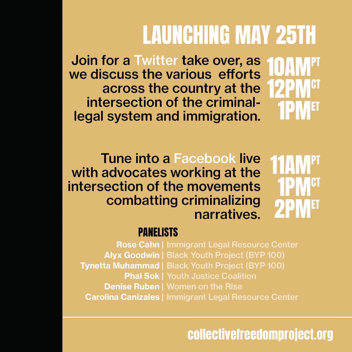 forthepplorg's tweet photo. The groundwork we’ve laid out over the past five years is only a stepping stone to the world our movements envision. 

To hear from folks working to decriminalize our communities, join us (virtually) TODAY at 11APT/1pmCT/2pmET for a panel hosted by @the_ILRC! #CollectiveFreedom https://t.co/Q3PLwcGptb