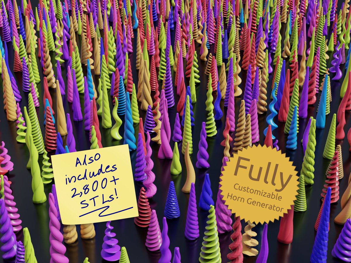 code_and_make's tweet image. Fully customisable 3D printable horn generator plus huge collection of models: cults3d.com/en/3d-model/fa… #3dprinted #3dprinting #cosplay #unicorn #costume