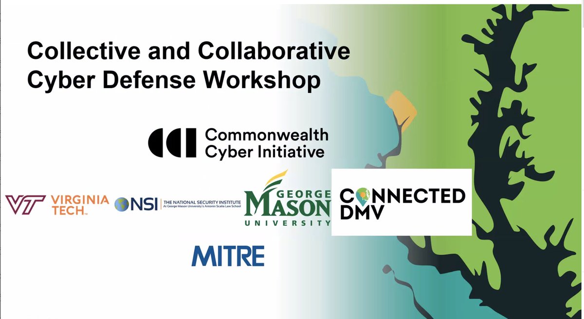 Thanks to our partners <a href="/ConnectedDMV/">Connected DMV #QuantumWorldCongress</a> <a href="/GeorgeMasonU/">George Mason University</a> <a href="/cyber_cci/">Commonwealth Cyber Initiative (CCI)</a> <a href="/MITREcorp/">MITRE</a> <a href="/virginia_tech/">Virginia Tech</a> <a href="/MasonNatSec/">The National Security Institute</a>  in action today bringing practitioners in Va New River Valley together as part of <a href="/NoVaNode1/">@CCINoVaNode</a> Collaborative Cyber Defense Initiative