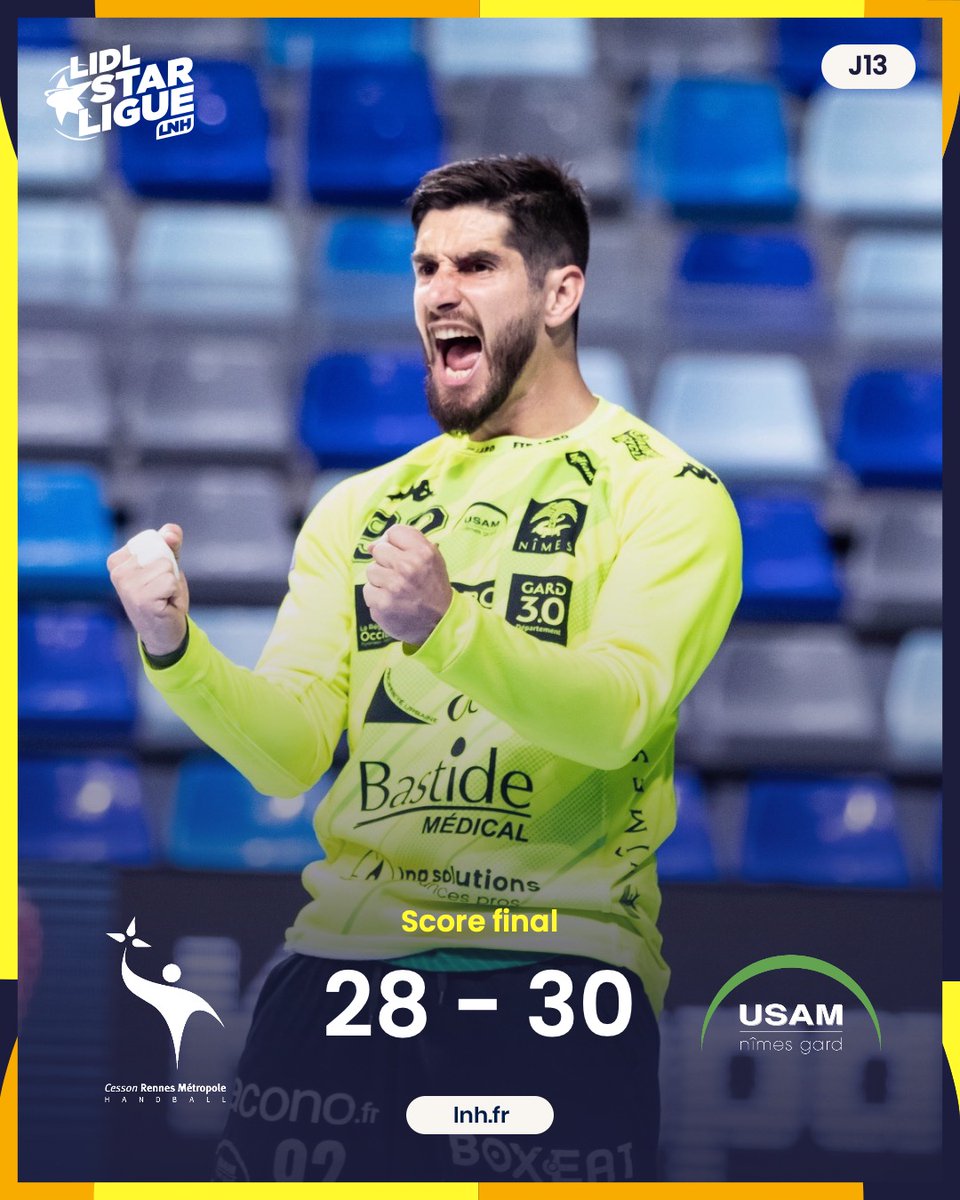 USAMNIMESGARD's tweet photo. 🤾‍♂️ Victoire 28-30 🤾‍♂️
Au terme des 60 minutes, nos GreenMen s’imposent dans la Glaz Arena et ramènent les deux points 🔝

#USAM #NIMES #GARD https://t.co/59ybAVUH6h