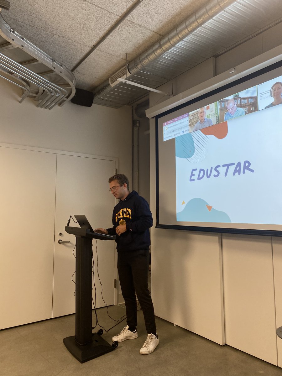 DenmarkinSV's tweet image. Second pitch is airing now presented by Matias Ebbesen, who has founded EduStar: A software that uses AI to generate quizzes &amp;amp; questions from recorded lectures! Hello tricky questions, and goodbye sleeping through lectures.. 👋What will the judges say?#Siliconvalley #Edtech
