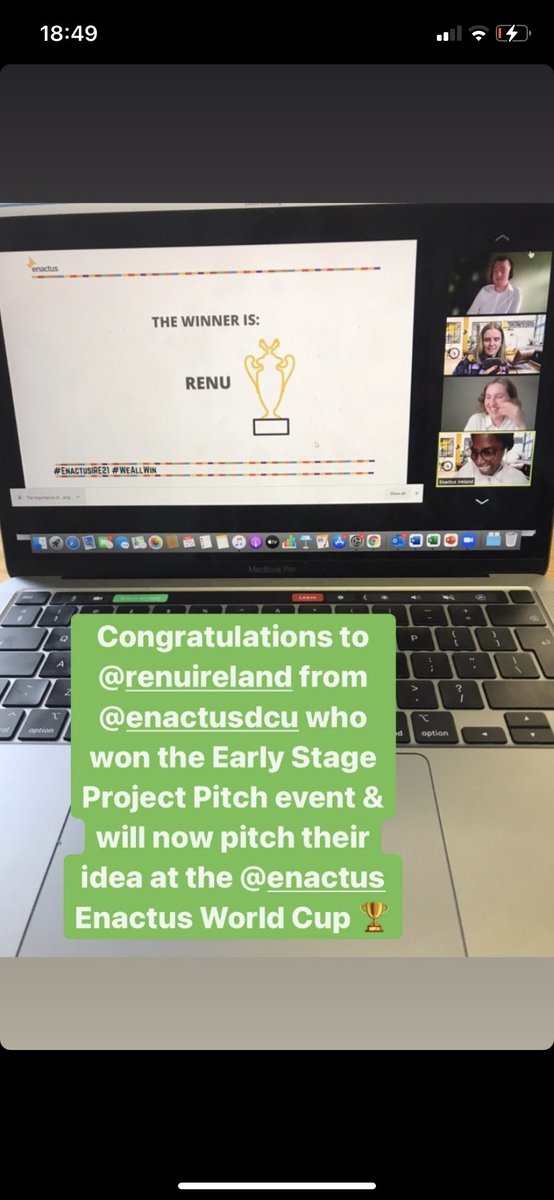Enactus DCU (@enactusdcu) on Twitter photo Very proud of our very own <a href="/ReNuIreland/">ReNu Ireland</a> who have won the early stage project pitch event at today’s national comp and will go on to pitch their idea at the Enactus World Cup 🏆🌟
#Enactusire21 #WeAllWin Very proud of our very own <a href="/ReNuIreland/">ReNu Ireland</a> who have won the early stage project pitch event at today’s national comp and will go on to pitch their idea at the Enactus World Cup 🏆🌟
#Enactusire21 #WeAllWin