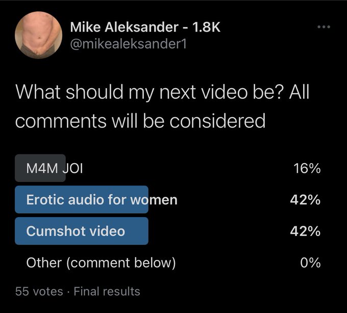 We have a tie! 

I guess I have to make both! 

M4F audio and CUMSHOT VIDEO coming soon https://t.co
