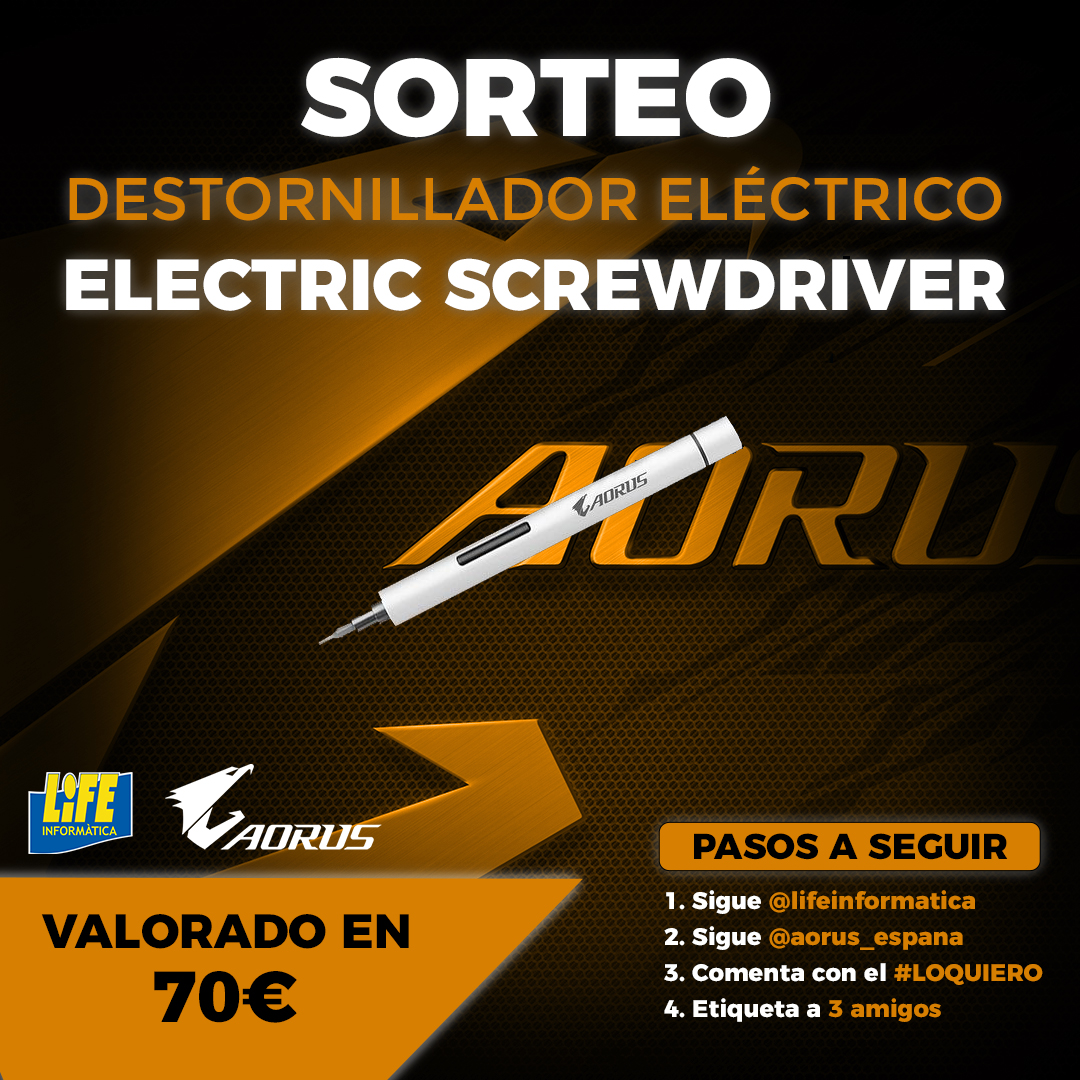 lifeinformatica's tweet photo. ⭐️#SorteoMaraton - Stage 42⭐️
Un destornillador eléctrico puede ser tuyo en 4 simples pasos.
▶️Sigue a @lifeinformatica
▶️Sigue a @aorus_espana
▶️Comenta con el hastag #LoQuiero
▶️Etiqueta a 3 amigos
🏆Ganador: 31/05/21
#LIFEsorteos #SorteosMaraton #SorteosSemanales #MejorSort https://t.co/y0bOFnS0cM