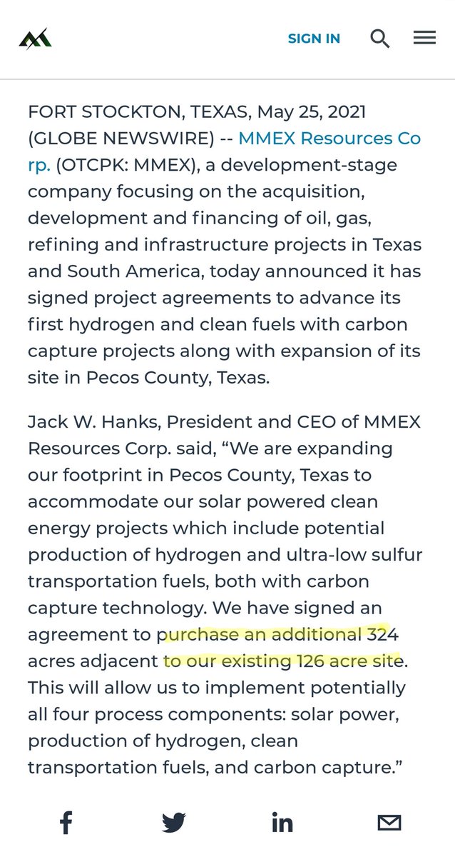 BizWrld's tweet photo. " $MMEX signed a agreement to purchase additional 324 acres in #PecosCounty #Texas & commences detailed #Engineering study for its #cleanfuels w/ #carboncapture projects"
#stock PT .3+
β
Now owns 550acres to make #cleanfuels w/ #cleanenergy!
https://t.co/t6TdKFCL09 @WSJ #news https://t.co/ts1nd3z8xD
