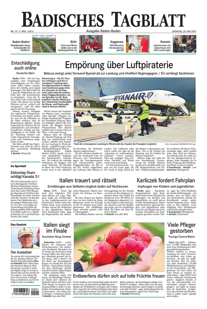 worldfrontpage's tweet photo. Badisches Tagblatt
Baden-Baden, Germany
Tuesday, May 25, 2021
https://t.co/BQ2OvFhFJB https://t.co/wDfoduNsZG