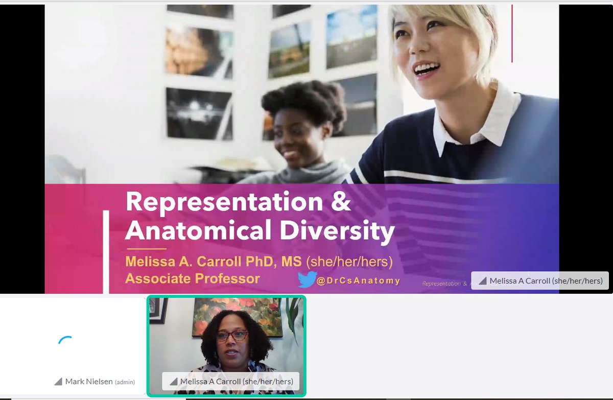 vdoloughlin's tweet photo. #haps2021 Excited to hear from Dr. Melissa Carroll, founder of @blackinanatomy , discuss #representation and #anatomical diversity. so very relevant!! #DEI https://t.co/MrAkcfw2P8
