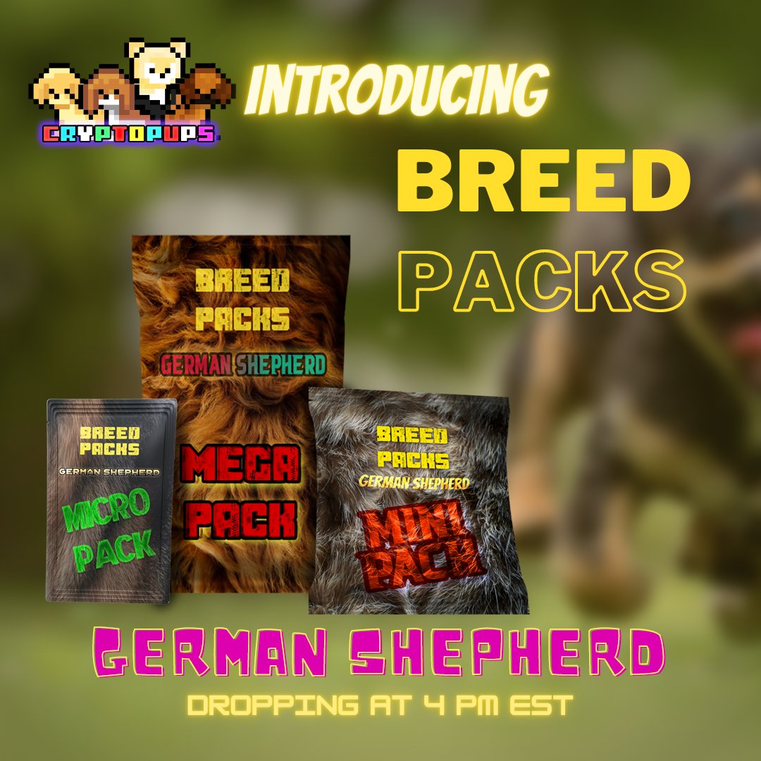 PupsCrypto's tweet image. Hey cryptopup family,  here's our first most anticipated BREED PACK, three packs available to suit your affordability!! 19 German shepherd pups to collect! 

Like, follow, retweet and tag 3 frnds to enter giveaway! 

neftyblocks.com/c/cryptopuppyz…

#NFTGiveaway #NFTdrop #nftcollectors