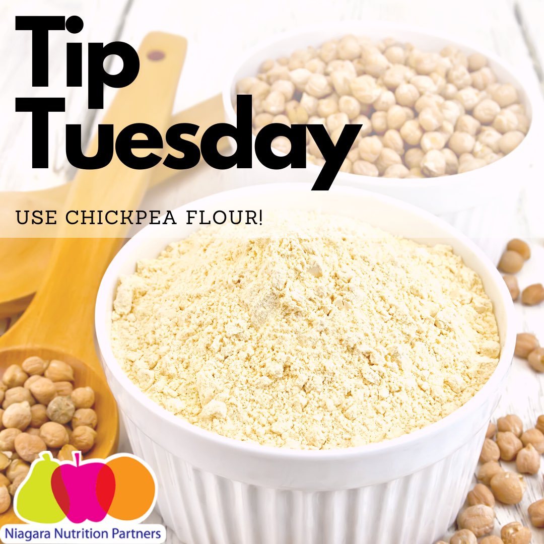 NNPNiagara's tweet photo. Cooking and baking with chickpea flour is surprisingly easy and very nourishing. It contains 22g of protein per cup and 11g of fibre per cup - making it an excellent choice for your entire family!🙌🏽⁣
⁣⁣
⁣#tiptuesday #food4fuel #eatlearnsucceed #eatrightandlearn https://t.co/8aOUlyzSXO