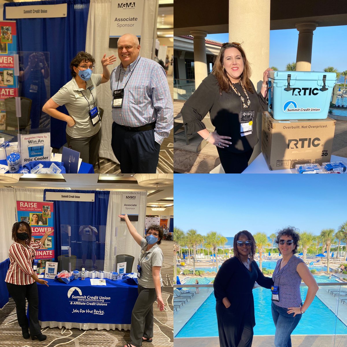summitcu_nc's tweet photo. Our Regional Partnership managers, Lindy Fuller and Michelle Shanks, went to the @ncmgm Association annual conference last week in Myrtle Beach. Our team enjoyed the conference, meeting the attendees, and creating new partnerships! Congratulations to our drawing winner Jessica W! https://t.co/oiLSk77ndf