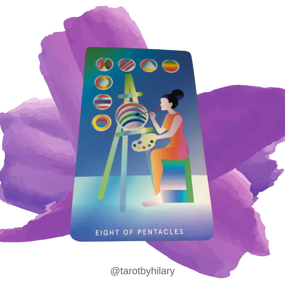 tarotbyhilary's tweet image. 🔮🃏 Hustle, grit, and craftsmanship. Today is full of both hard work and creativity. Sometimes looking at things outside of the box lead to solutions in which you can work smarter not harder.

#tarot #cardoftheday #8ofPentacles #MysticMondaysTarot #tarotdaily #tarotreader