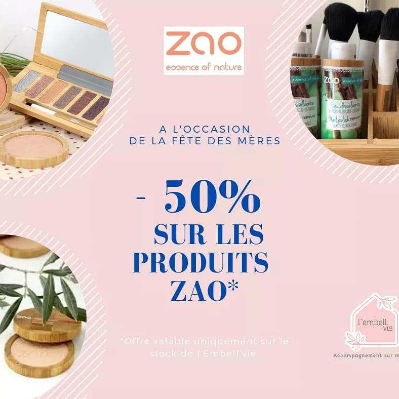 embell_l's tweet photo. 🤩 PENSEZ A LA FÊTE DES MAMANS C'EST DIMANCHE !!!😍😍
L'embell'vie : -50% SUR LA GAMME ZAO 
15 rue des Filaures 44190 Clisson
Tel : 02 40 58 58 29
#zaomakeup #beauté #naturel #cosmetiquebio https://t.co/SfPZZMMolS