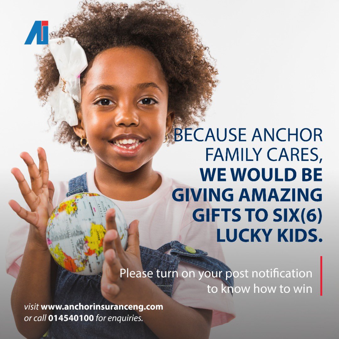 InsuredByAnchor's tweet photo. Because Anchor family cares, we would be giving amazing gifts to six(6) lucky kids.
Turn on your post notifications to know how to participate…
#children #children’s-day
#Anchorcares
#insurances https://t.co/O6eazQPKKt