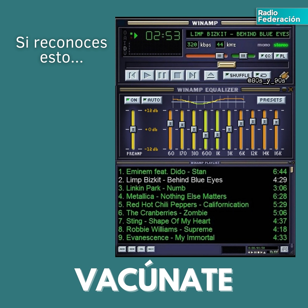 ¿Winamp te dio nostalgia? A nosotrxs también, y por lo mismo ya estás en edad para vacunarte. Consulta sobre los vacunatorios físicos y móviles en yomevacuno.cl, y en tu municipio.

#yomevacuno #chile #nostalgia #covid_19 <a href="/MeVacuno/">Yo Me Vacuno @MinisterioSalud</a>