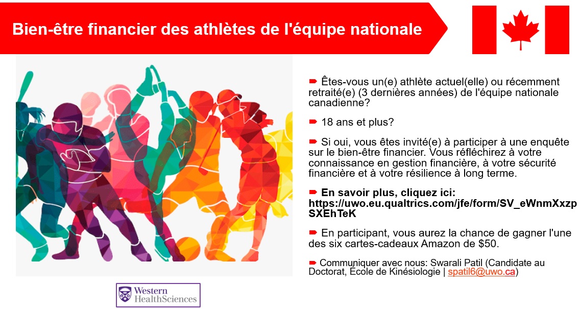 Hey <a href="/CanadaGames/">Canada Games | Jeux du Canada</a> athletes, Prof. <a href="/AlisonDoherty1/">Alison Doherty</a> and <a href="/Swarali_Patil2/">Swarali Patil</a> from <a href="/WesternU/">Western University</a> are conducting a survey study to understand your financial wellbeing. Please take 15-minutes for this survey. Link: uwo.eu.qualtrics.com/jfe/form/SV_eW…