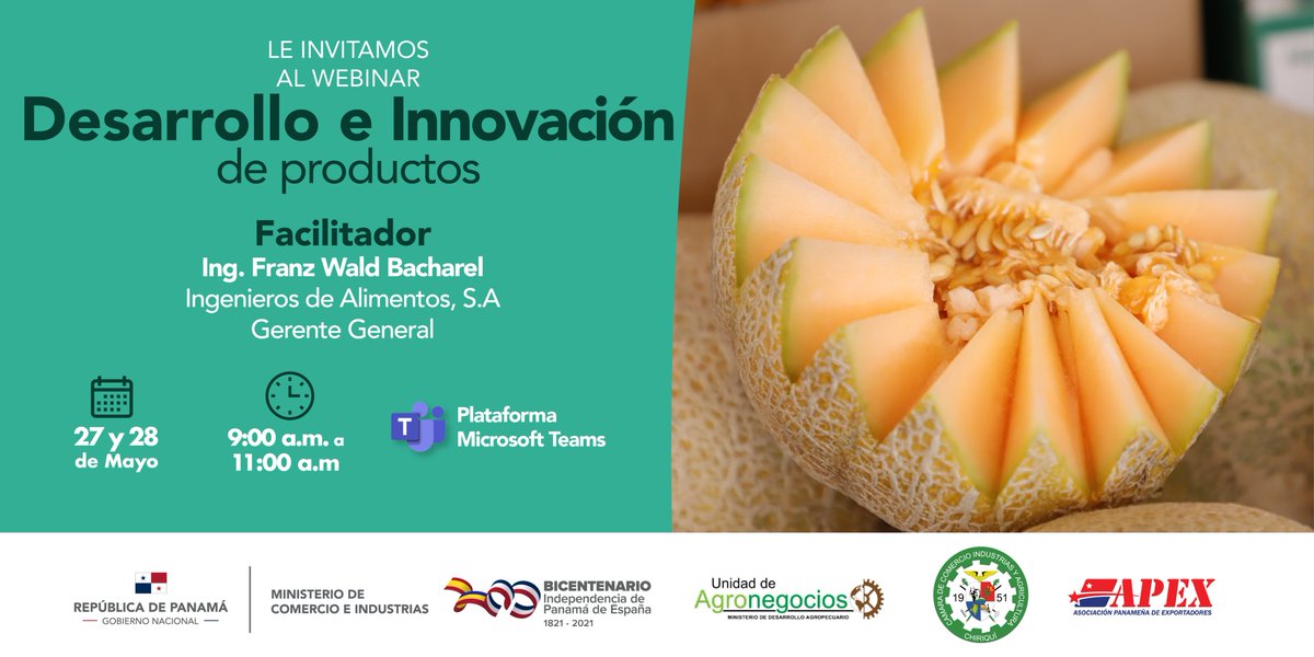 panamcham's tweet photo. El @MICIPMA les invita a participar del Webinar “Desarrollo e Innovación de Productos” el 27 y 28 de mayo de 9:00 a 11:00 a.m.
Conozca cómo aprovechar el potencial de desarrollo de nuevos productos.
Registre su participación aquí https://t.co/kfSyBND1Wq #ProductosNuevos https://t.co/6Rh65erWFQ