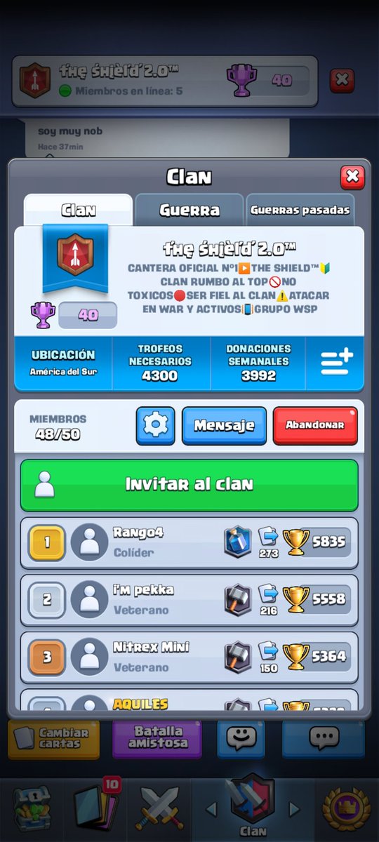 monkey_luffy77's tweet photo. ESTAMOS BUSCANDO GENTE PARA NUESTRO CLAN OFICIAL Y CANTERA 2.0 y 3.0 🔝
➡️BUSCAMOS GENTE ACTIVA,DONADOR Y QUE ATAQUE EN GUERRA
➡️TENEMOS GRUPO WSP EN LOS 3 CLANES 
➡️CON TORNEOS Y PASS ROYALE  AL MEJOR EN GUERRA
➡️TENEMOS UN BUEN AMBIENTE 🚫TOXICOS

#clashroyale https://t.co/VTxubkNole