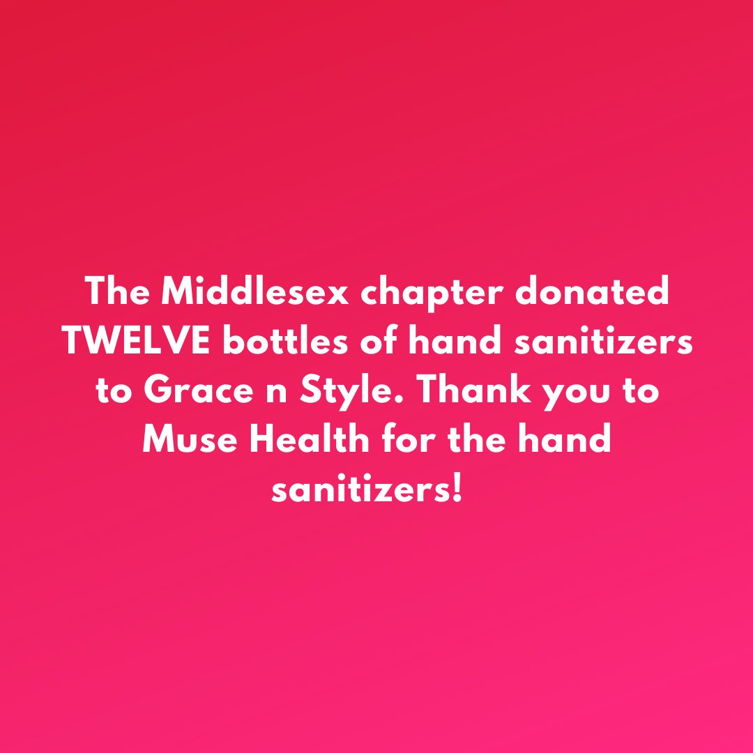 BTOBnow's tweet photo. The #Middlesex chapter is on a roll with their recent donation to Grace n Style!!

Thanks to Muse Health for the hand sanitizers, check them out at https://t.co/JPhPiZymg6!

---
#StayHome #BreaktheOutbreak #COVID19 #MaskUp #pandemic #volunteers #PPE https://t.co/kWEp5AcoPc