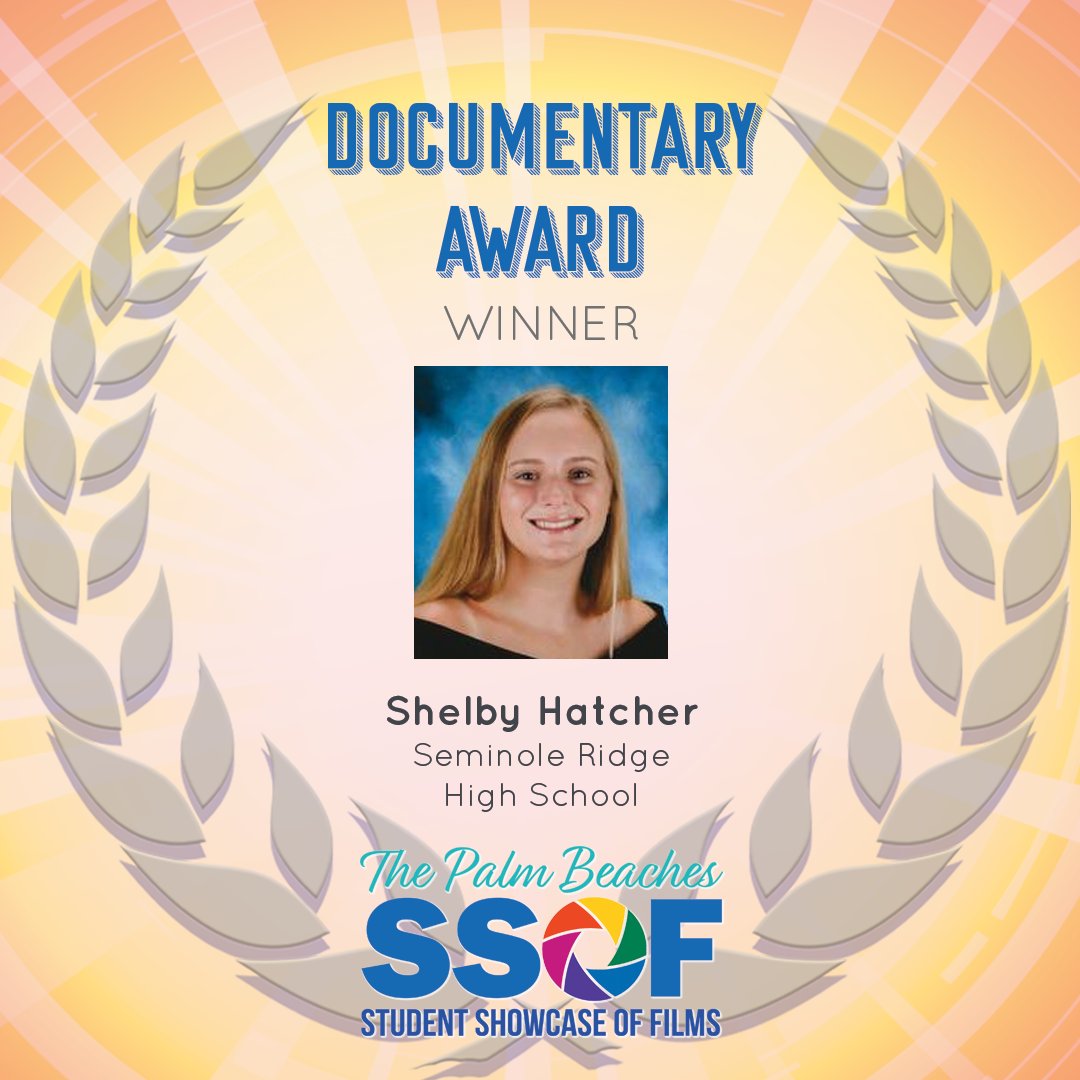 #SSOF congratulates 2021 Burt Reynolds Scholarship AND Suzanne L. Niedland Documentary Award Winner, 
Shelby Hatcher from @SeminoleRidgeTV @SRHSHawks! Double Award Winner! Amazing! Watch the Award Show at pbfilm.com/SSOF & experience the magic! #Filmmaking #studentfutures