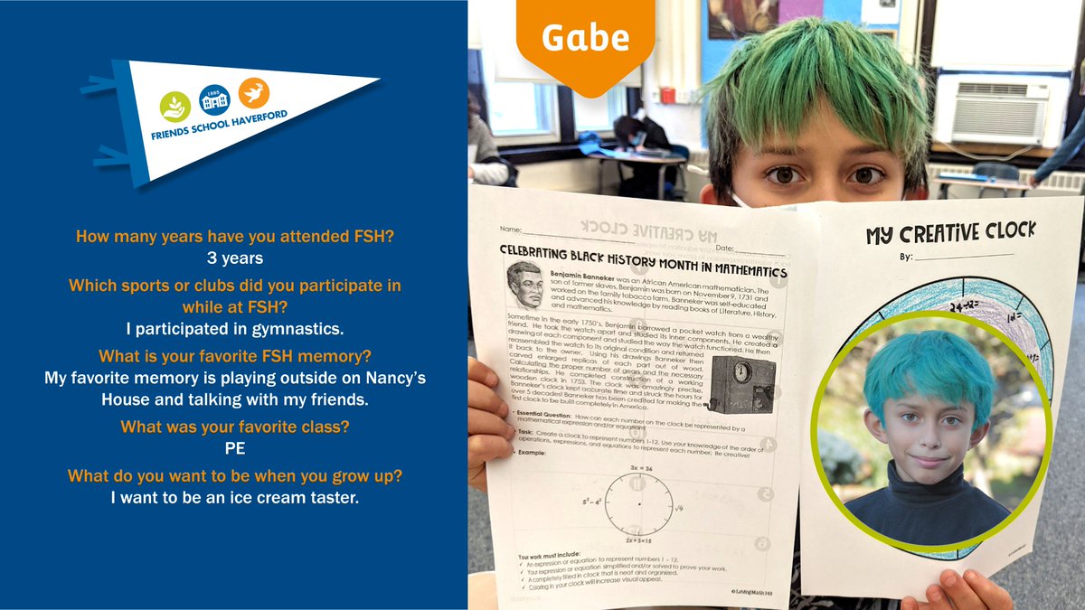Today we celebrate a member of the Class of 2021. Join us in congratulating, Gabe. Gabe, we hope you'll take everything you learned at Friends School Haverford to speak your truth and use your voice for good in the world.