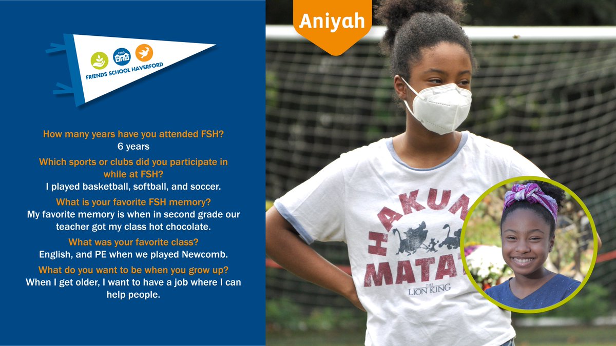 Today we celebrate a member of the Class of 2021. Join us in congratulating, Aniyah. Aniyah, we hope you'll take everything you learned at Friends School Haverford to speak your truth and use your voice for good in the world.