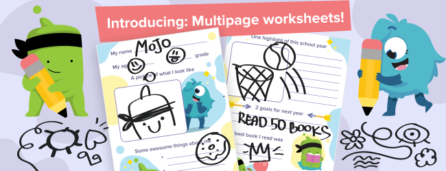 ClassDojo's tweet photo. After this year, I bet your class has a lot to share! And now you can let their creativity run free: multipage worksheets are here! 🎉  Try them out with this ready-to-go end of the year Activity: https://t.co/tYQOhklo6c https://t.co/DKXPgqiKr5