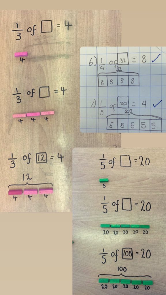 🚨Cuisenaire ➡️ bar models for teaching fraction of amounts🚨 My 👀 were opened today by @Miss_Smith_OJS 👏🏼 Chn were able to see importance of the deom & equal groups, the links with division & all applied thinking to missing number calcs by using the inverse 1/6 of ___= 5