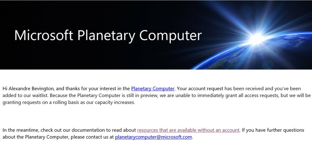abevingtona's tweet image. I&apos;m now part of the covetted @Microsoft #planetarycomputer #waitinglist

Excitted to get access!