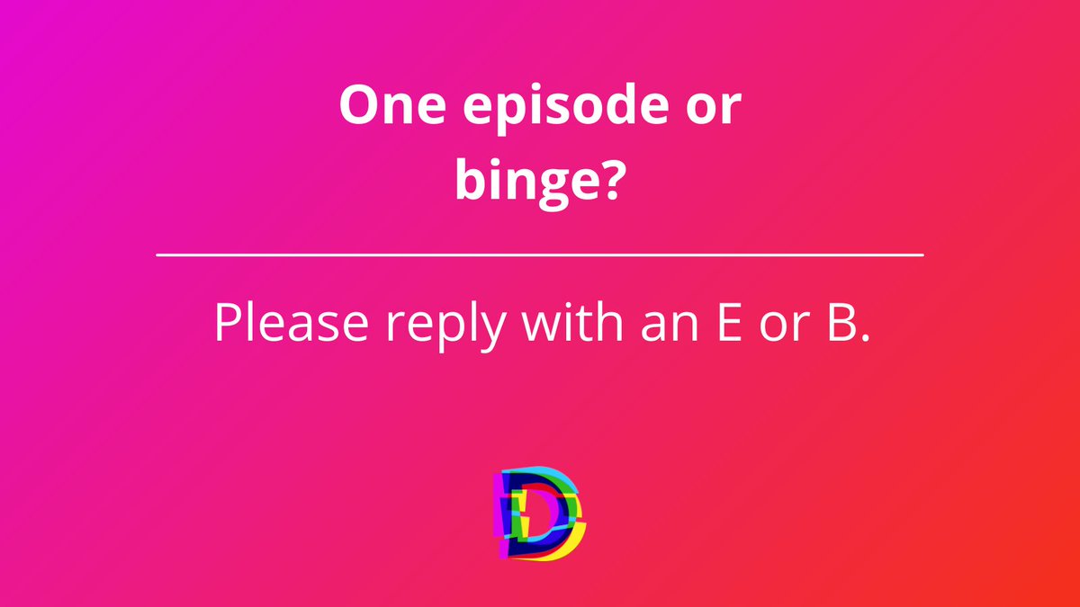 DisruptorLeague's tweet photo. We're curious ... When you watch or listen, do you go with one episode or binge?

Please list your favorite podcast or series (Netflix or other) in the comments below along with "E" or "B."

#podcast #contentconsumer #videoblog #bingewatch https://t.co/q7P6Geg48F
