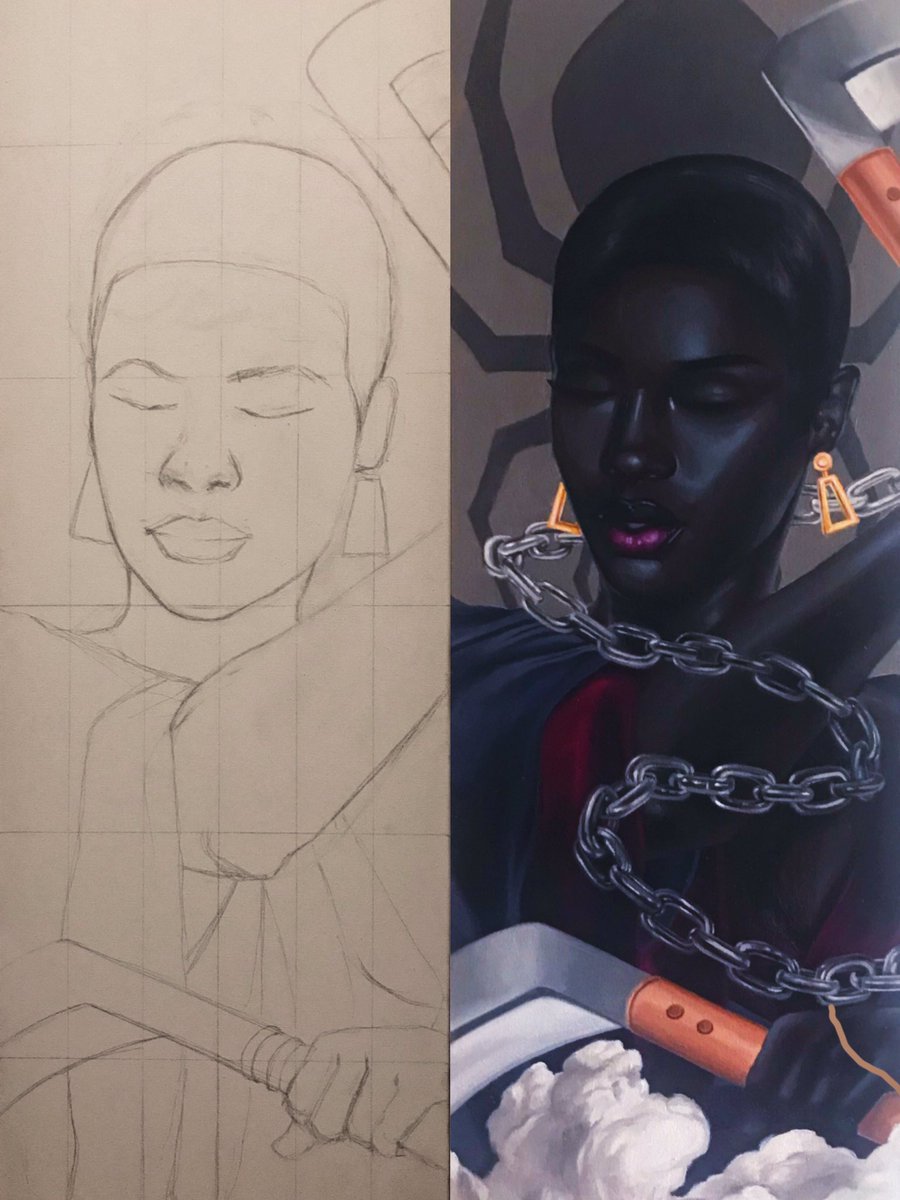 hueydynamite's tweet image. Before and After of “To Entrall”
[Acrylic, 12x36]