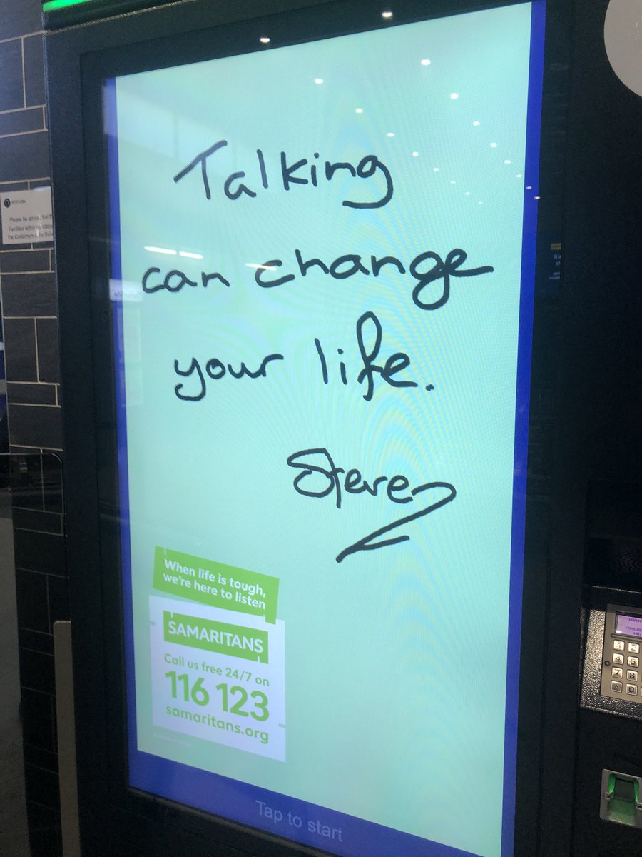 Saw this in the train station just now. I can’t begin to stress how important this is. Talking saves lives.  <a href="/samaritans/">Samaritans</a> 💚