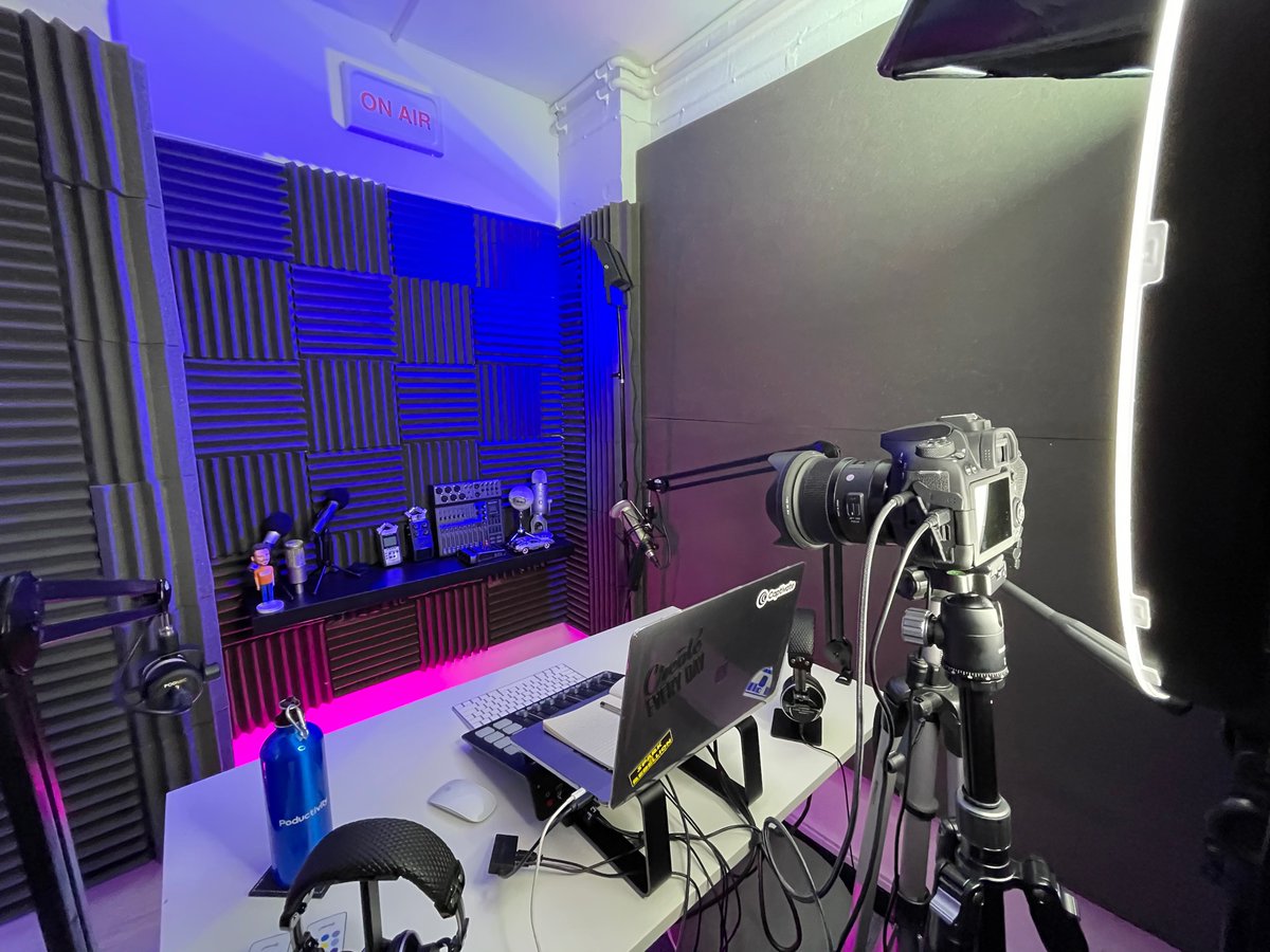 Share a pic of your #podcasting setup, I wanna geek out! Mine at home and mine at work. I have a couple of mobile rigs, too. Who has a badass setup that you like?