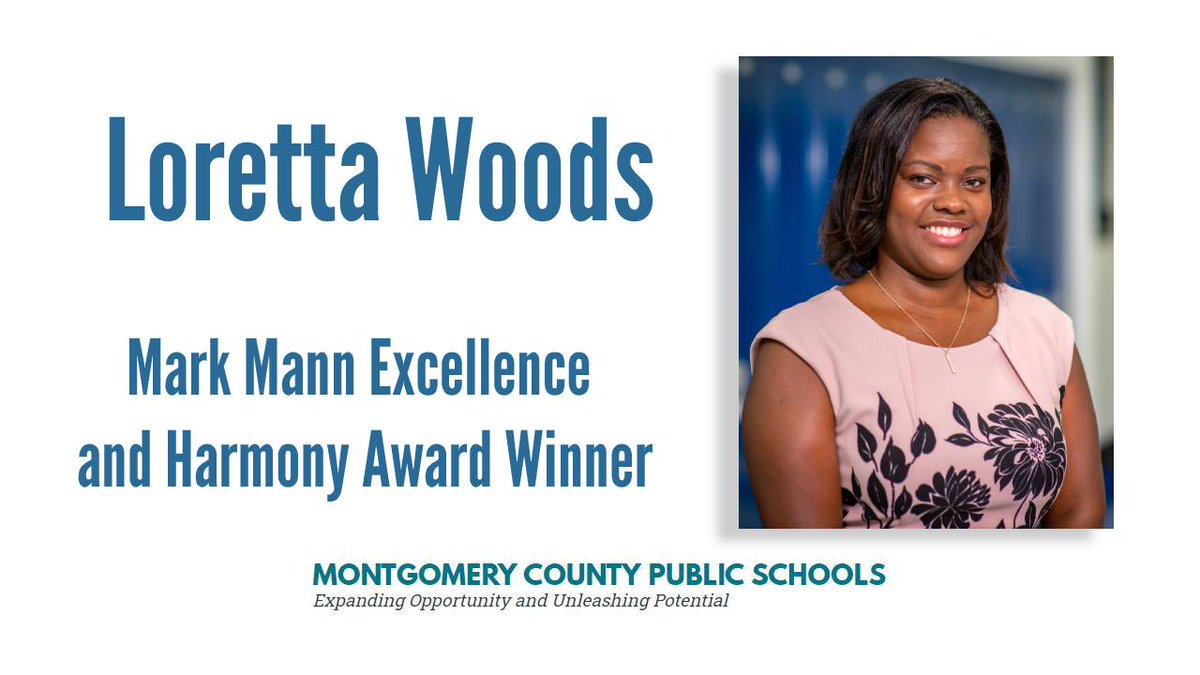 Today <a href="/mocoboe/">Moco BOE</a> recognized the winner of the Superintendent’s Annual Mark Mann Excellence and Harmony Award. Congratulations to Loretta Woods!