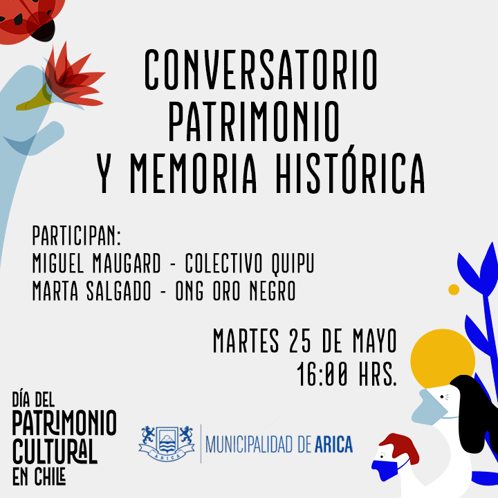 Hoy a partir de las 16:00 horas, conversamos sobre "Patrimonio y Memoria Histórica", junto a Miguel Maugard de Colectivo Quipu, y Marta Salgado, de la ONG Oro Negro.

Link: fb.watch/5J4lxb0Nuv/

#VamosPorMás #Cultura #MuiniArica