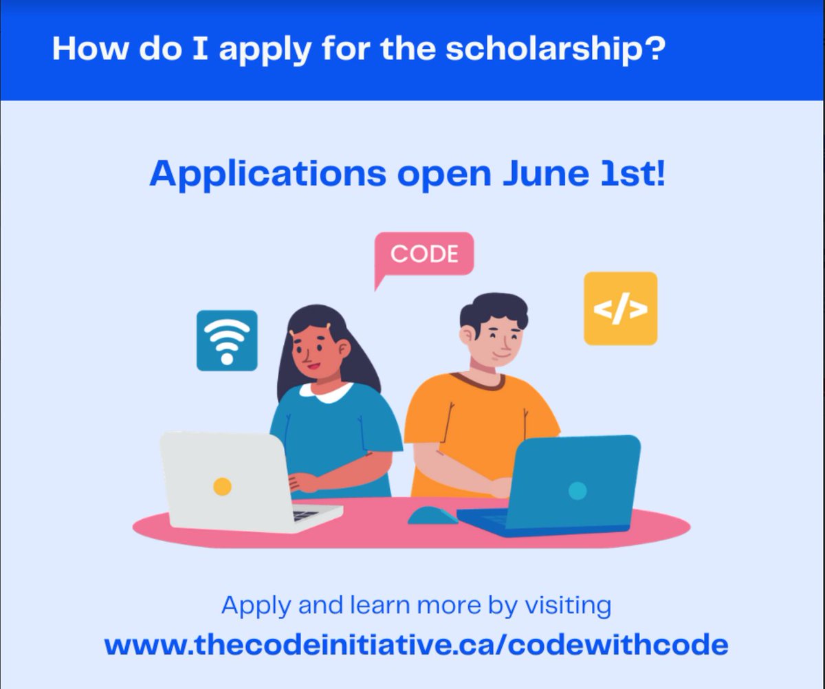 Best Buddies Canada (@bestbuddiescnd) on Twitter photo We are excited to announce that we are partnering with <a href="/CODEinitiative_/">The C.O.D.E Initiative</a> to support #codewithCODE. Apply for the chance to be selected for a full ride scholarship to The C.O.D.E. Initiative's coding classes! Applications open June 1st! We are excited to announce that we are partnering with <a href="/CODEinitiative_/">The C.O.D.E Initiative</a> to support #codewithCODE. Apply for the chance to be selected for a full ride scholarship to The C.O.D.E. Initiative's coding classes! Applications open June 1st!