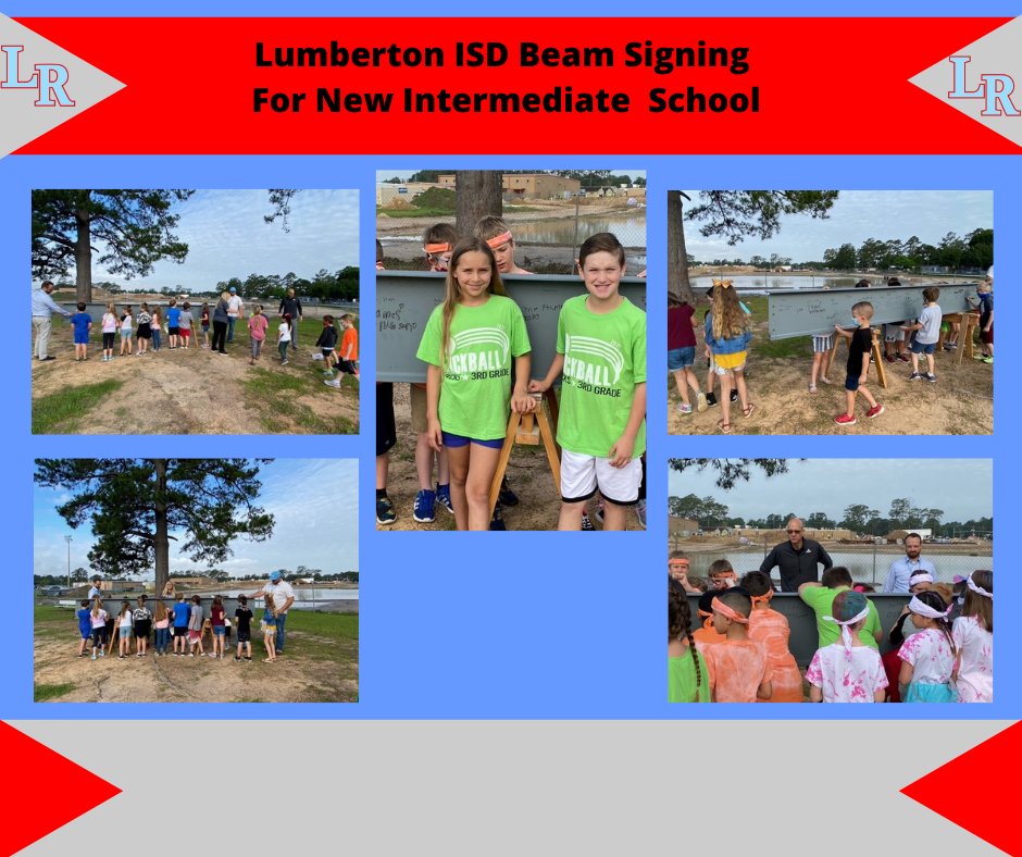 LISDRaiders's tweet photo. ~Lumberton ISD Beam Signing For New Intermediate School~ On May 25, 2021, our 1st, 2nd, & 3rd gr. stds participated in a beam signing ceremony. The beam will be a part of our New LIS campus currently under construction. These stds will be among the first new stds to attend LIS. https://t.co/Mm8mgI0UJP