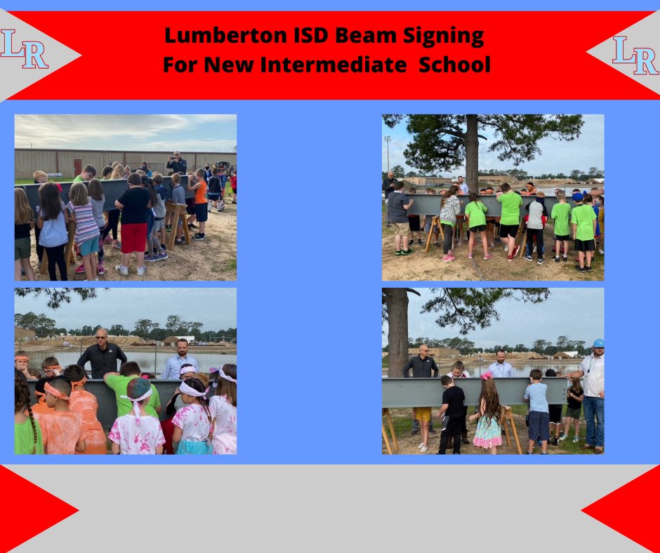 LISDRaiders's tweet photo. ~Lumberton ISD Beam Signing For New Intermediate School~ On May 25, 2021, our 1st, 2nd, & 3rd gr. stds participated in a beam signing ceremony. The beam will be a part of our New LIS campus currently under construction. These stds will be among the first new stds to attend LIS. https://t.co/Mm8mgI0UJP