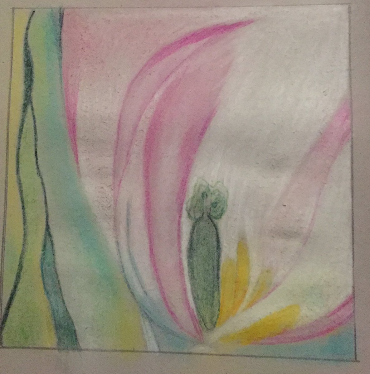 RM_Munno's tweet photo. Grade 10 students played with dry mediums (pastels and charcoal) to perfect their colour blending skills. They mimicked some Georgia O’Keeffe flowers to create these wonderful works of art! @SJOA_TCDSB @TCDSB https://t.co/wQoGlKU3nD