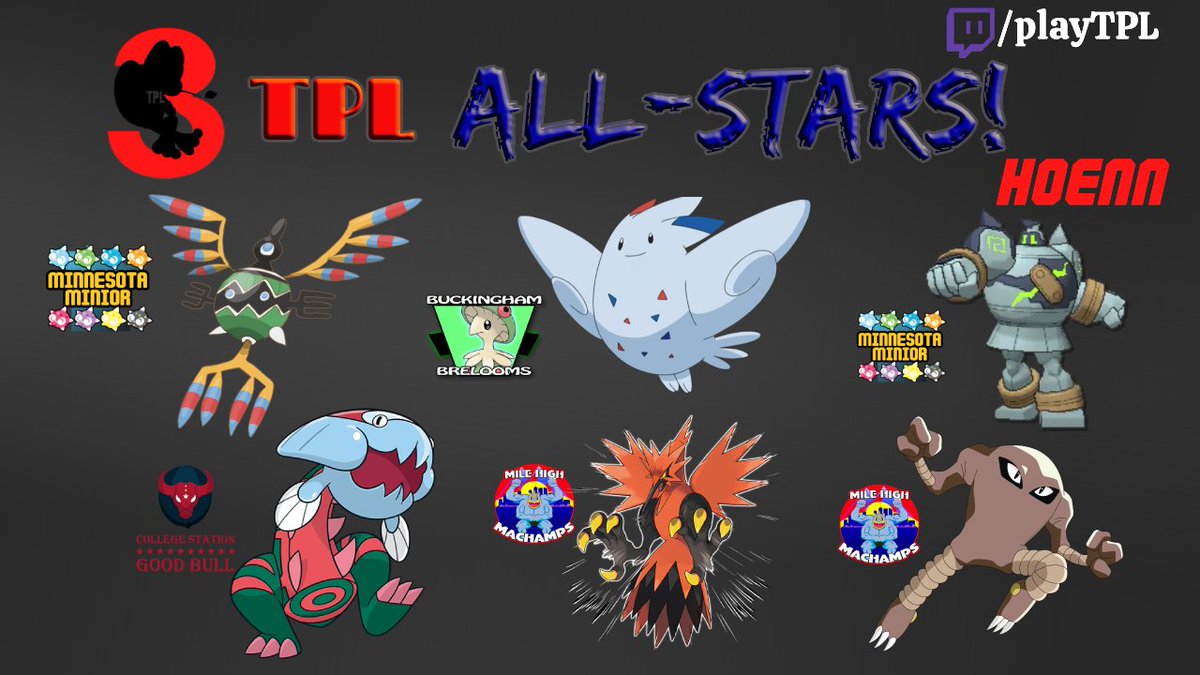INTRODUCING TO YOU THE TPL SEASON 3 ALL STARS!
Congratulations to the Pokemon and to their coaches for a great season!

Stay tuned for the ALL STAR game on twitch.tv/playTPL!