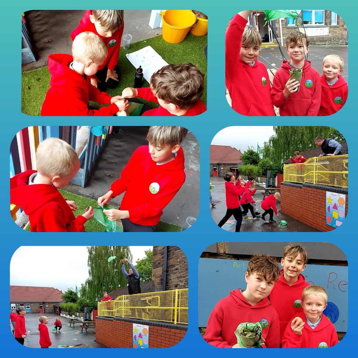 PentrerGraig's tweet photo. Dosbarth Mercury- Egg drop challenge, we had an eggcellent time designing and creating! A cracking time was had by everyone! #pgpoutdoorlearning https://t.co/WnFF6o2s5H