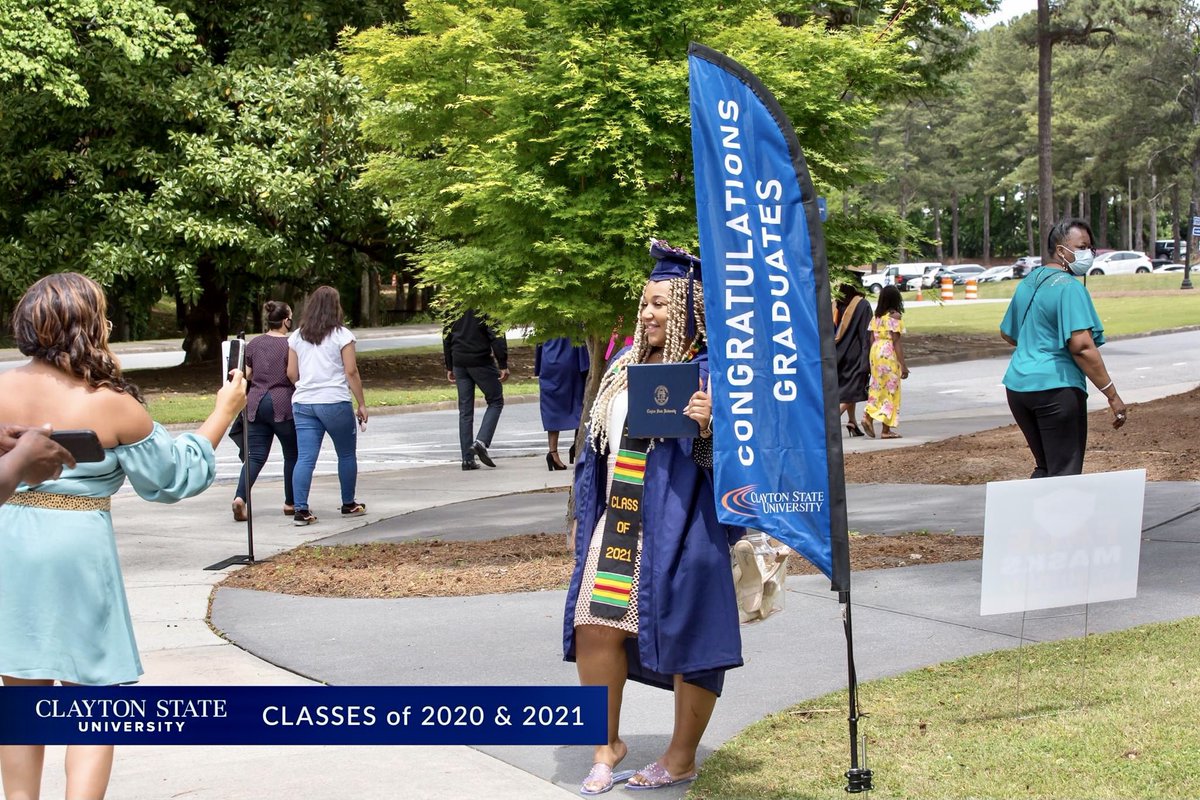 ClaytonAdm's tweet photo. We recognized our grads recently, but a special shoutout to the high school #ClassOf2021 graduates everywhere! 🧡💙 #ClaytonState https://t.co/7pSJkpqKL5